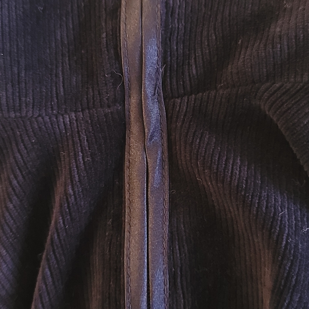 Liz Claiborne Corduroy Velvet Navy Zip Long Sleeve Medium PTP 22" - Picture 7 of 7